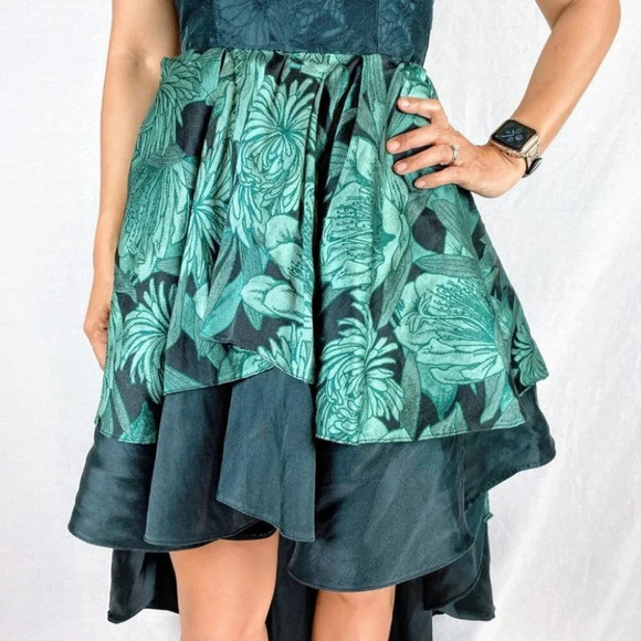 Christian Pellizzari Green Mixed Media High-Low Gown $1135 - Picture 4 of 12